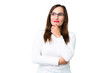© luismolinero - Middle age woman over isolated chroma key background looking to the side and smiling