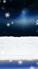 Poster - Animation of snow falling over bench in winter scenery