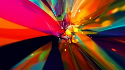 Wall Mural - Vibrant Colorful Abstract Background with Radiating Geometric Shapes and Dynamic Motion