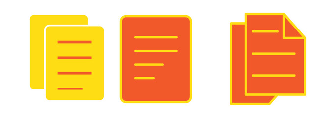 Poster - Documents solid and thin line web icon Vector illustration set