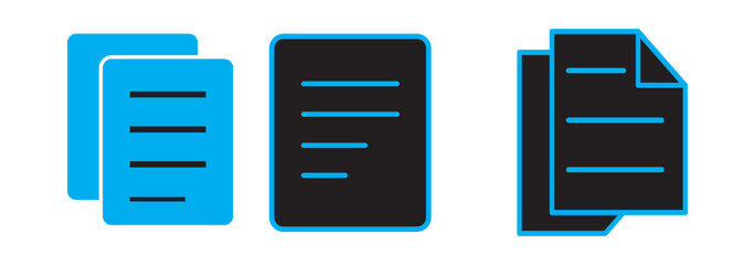 Poster - Documents solid and thin line web icon Vector illustration set