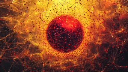 Wall Mural - Red Sphere Energy Burst Abstract Background