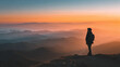 © Sherli Sintia Dewi - Sunrise view from a mountain with a traveler silhouette