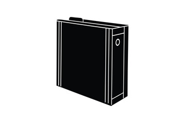 Fototapete - Isolated Computer Tower Case Illustration in Black and White Silhouette