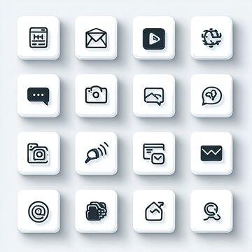 Collection of Digital Communication Icons on White Background