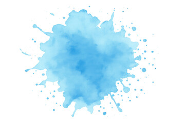 Fototapete - Abstract light blue watercolor splash with drops and splatters creating artistic texture on transparent background