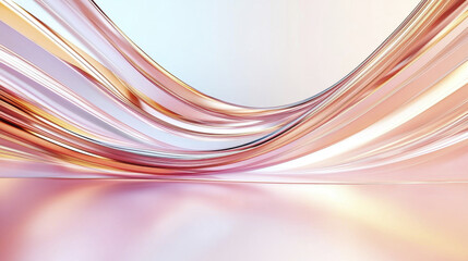 Poster - beautiful abstract design featuring flowing lines in soft shades of rose gold and pastel colors, creating serene and elegant atmosphere