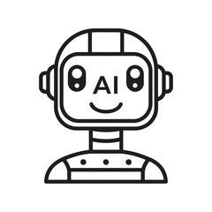 Fototapete - Friendly AI Robot Icon: A charming AI robot icon, its face radiates friendliness and intelligence, designed in clean, minimal lines to represent the future of technology and robotics.