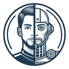 Poster - Humanity's Technological Frontier: A striking illustration, showcasing the dichotomy of human and machine.