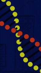 Poster - Animation of dna strand over diagram on blue background
