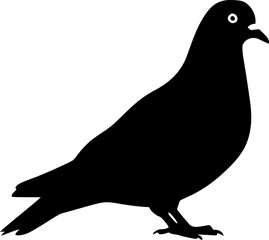 pigeon bird black silhouette vector, simple silhouette design vector icon with white background. wil