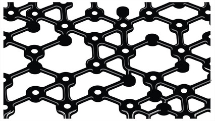 Poster - Abstract geometric network pattern with interconnected nodes and varying dark circular elements creating a complex textured visual