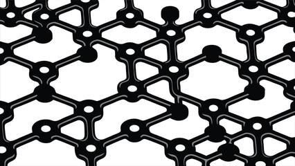 Poster - Abstract hexagonal network pattern with interconnected nodes and subtle distortions creating a modern geometric design
