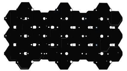 Poster - Abstract black hexagonal grid pattern with reflective highlights creating a modern and geometric visual texture