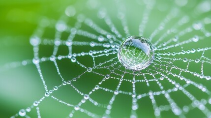 spider web with dew drops