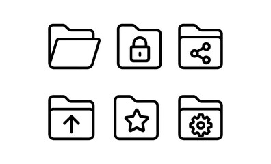 Poster - Minimalist folder icons: share, security, upload, favorite, settings