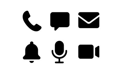 Poster - Minimalist communication icons set featuring phone, chat, email, and more
