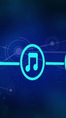 Poster - Animation of wifi, music and phone icons forming flow chart over connected dots