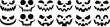© Simple Ai - Set of spooky Halloween pumpkin faces. Collection of Jack-o'-lantern carving stencils with scary, evil, and funny expressions. Monster and skull silhouette vector icons.