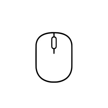 Computer Mouse Icon: A simple line art illustration depicts a classic computer mouse, showcasing its minimalist design and functionality in black and white.
