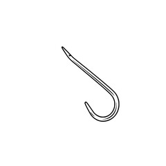 Poster - Curved Hook Line Art: A simple black and white line art illustration depicts a curved hook, showcasing its elegant design and sharp point against a white background.