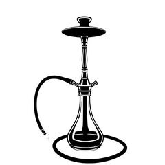 Poster - Hookah Silhouette: A bold, black and white line art illustration of a traditional hookah, showcasing its elegant shape and intricate details against a clean white background.