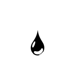 Poster - Single Water Drop: A bold black and white illustration of a single water droplet, showcasing its simple yet expressive form against a clean white background.