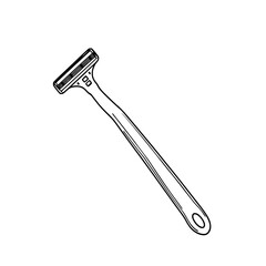 Poster - Disposable Razor Illustration: A simple line art drawing of a disposable razor, showcasing its design and functionality in a monochrome aesthetic.