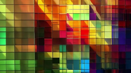 Poster - Vibrant multicolored mosaic pattern creating a dynamic flashing background display, multicolored mosaic flashing able background