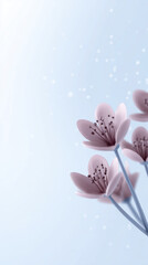 Poster - Delicate pink flowers with slender stems against a soft blue background, creating a serene atmosphere, ideal for nature-themed designs and artistic projects