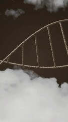 Poster - Animation of DNA strand floating over clouds in dark sky, creating mystical scene