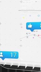 Poster - Social media notifications over abstract data charts and graphs animation