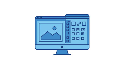 Leinwandbilder - Flat style graphic design software interface on desktop monitor