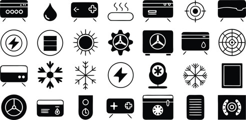 Poster - Black icon set for web and transport design