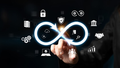 Poster - The infinity concept represents limitless innovation, creative growth, and embracing endless business opportunities for future advancement. Latch