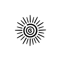 Leinwandbilder - A black and white drawing of a sun isolated on white background