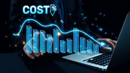 Poster - Cost reduction and cost saving through digital transformation, business cost optimization, operational cost reduction, financial savings, and resource efficiency strategies for business success. Elide