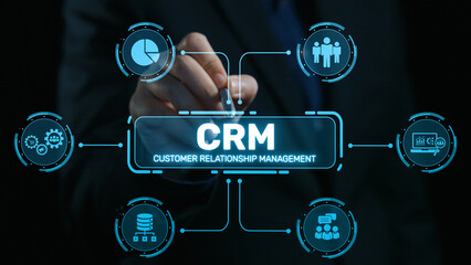 Poster - CRM platforms improve customer relationships through data analysis, CRM communication tools, and automation. CRM systems support customer management, tracking, and CRM relationship success. Elide