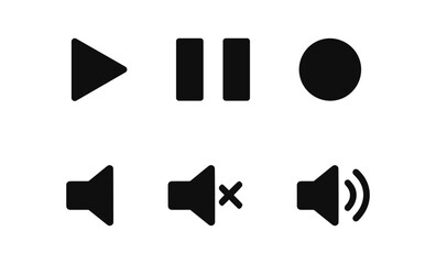 Aufkleber - Minimalist media control icons: play, pause, stop, volume
