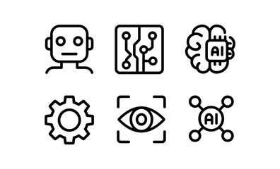Poster - Artificial intelligence technology icons in modern linear style