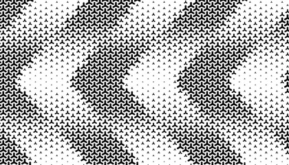 Poster - Black and white abstract halftone pattern with geometric shapes for sporty background. Sharp Arrows shape pattern. Vector Format Illustration 
