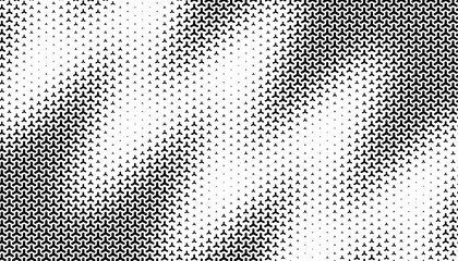 Poster - Black and white smooth transition halftone pattern with geometric shapes for modern background and jersey design. Fully editable vector element 