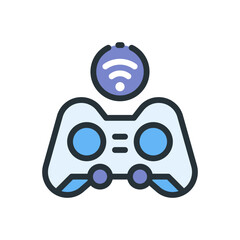 Aufkleber - A clean gamepad symbol with a wifi connection, suitable for technology, gaming, and entertainment applications, providing a simple and effective design element.