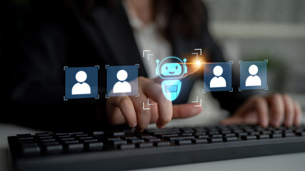 Poster - AI is selected to replace human employees, illustrating automation and workforce transformation driven by artificial intelligence in digital operations Latch