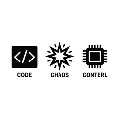 Poster - Code chaos control icons silhouette isolated on white background