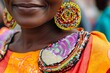 © Татьяна Евдокимова - Close up of a Senegalese woman showcasing vibrant traditional attire and beaded jewelry, celebrating rich cultural heritage