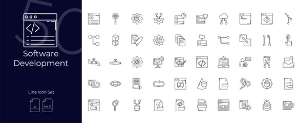 Software Development Line Editable Icons set. Vector illustration in modern thin line style of Software Development icons: development, coding, algorithm, etc