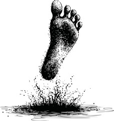 Poster - Artistic splash of abstract foot in black ink style illustration. Vector illustration