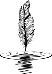 Poster - Black ink feather creating ripples, vector art. Vector illustration