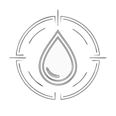 Poster - Outline of water drop within a circular target, embodying concepts of precision, focus, and environmental consciousness